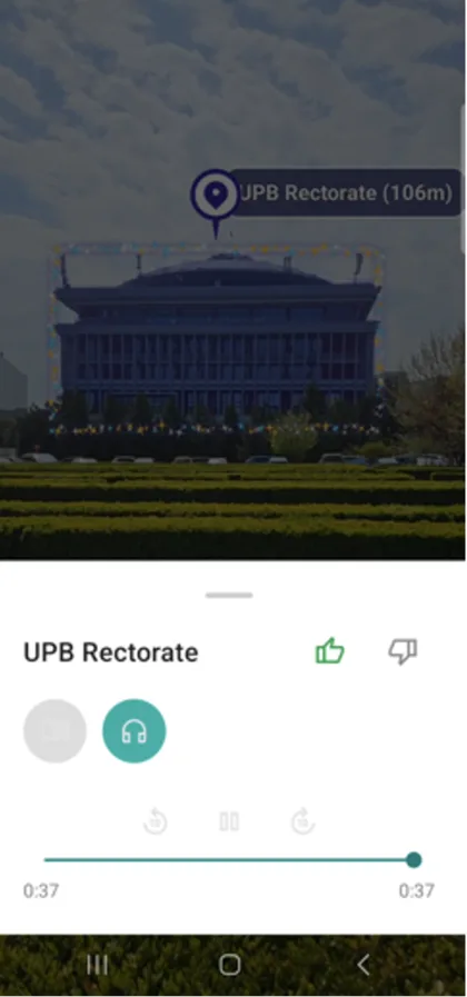 Audio guide player for the UPB Rectorate