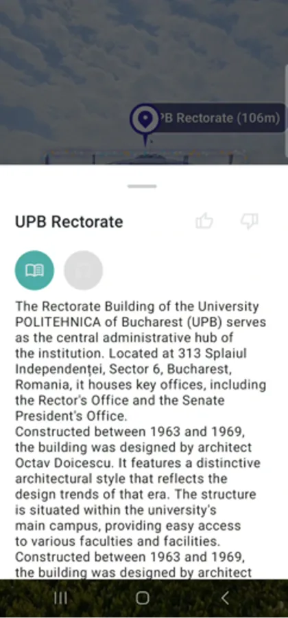 Information panel describing the UPB Rectorate